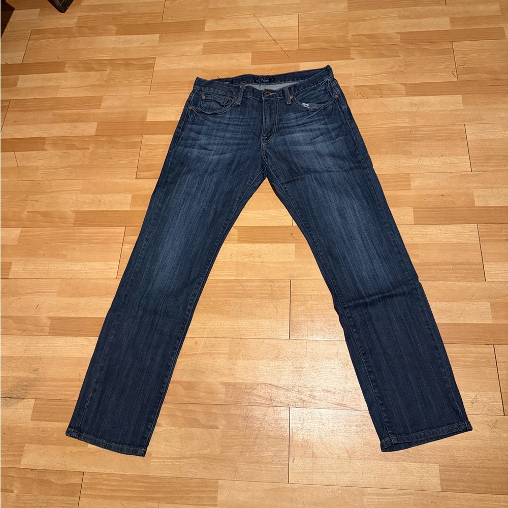 Lucky Brand 221 Original Straight Faded Stone Distressed Bleach Indigo Jeans 32